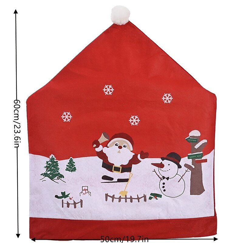 Christmas Santa Claus Chair Covers with Red Hat for Kitchen Dining Room Party Table Chair Decoration4
