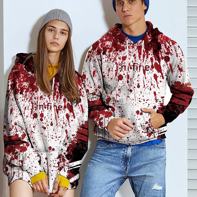 Halloween Hoodie I'm Fine Hoodies for Men Women 3D Print Graphic Sweatshirts Pullover Cool Funny Novelty Hoody Hooded With Pockets