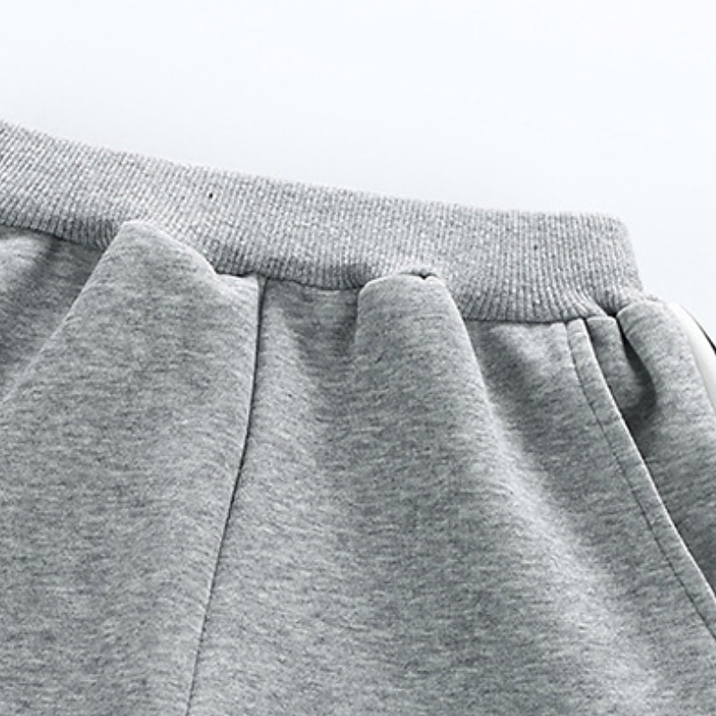 2 Pieces Kids Boys Tracksuits Outfit Stripe Letter Long Sleeve Button Cotton Set Daily Spring Fall 7-13 Years Black Gray4