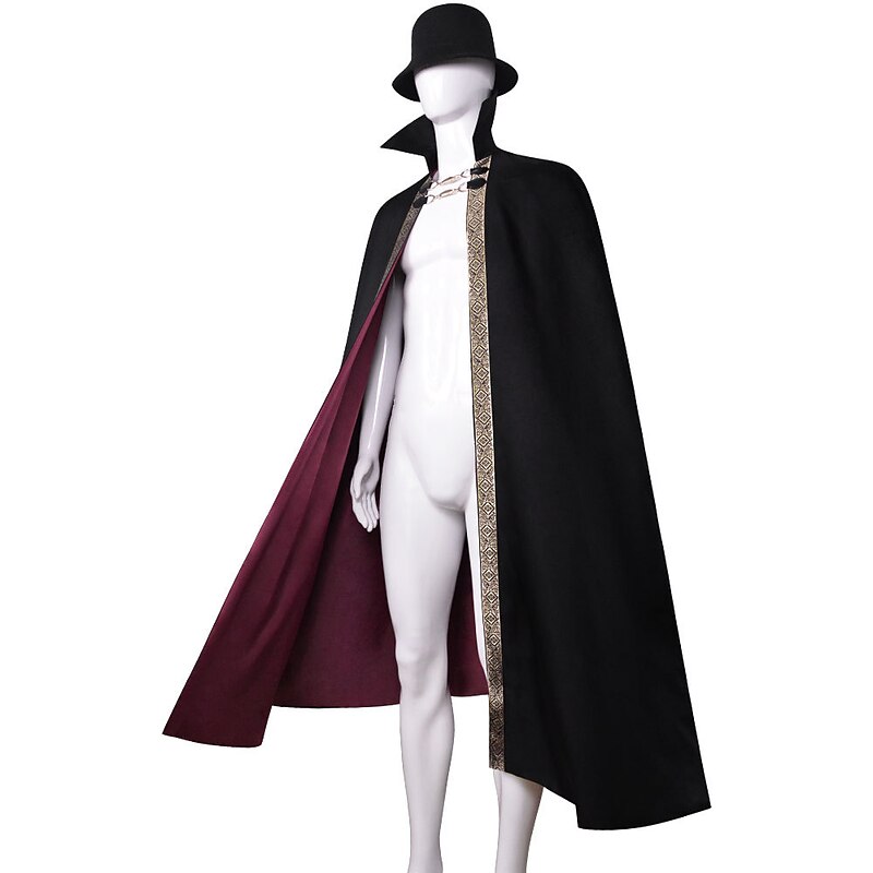 Retro Vintage Medieval Cape Cloak Vampire Solid Colored Fancy Dress Men's Fantasy Royal Halloween Carnival Masquerade Carnival Performance Halloween Adults' Cloak Hat Summer Fall3