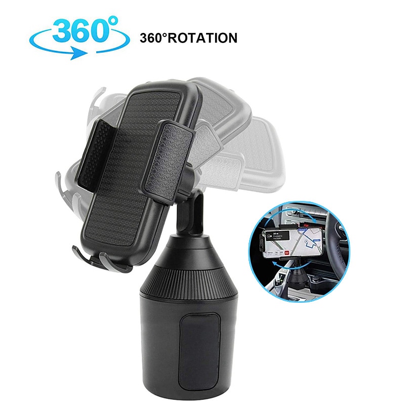 Cup Holder Phone Mount Buckle Type Rotatable Clamp Clip Phone Holder for Car Car Truck Compatible with All Mobile Phone Phone Accessory