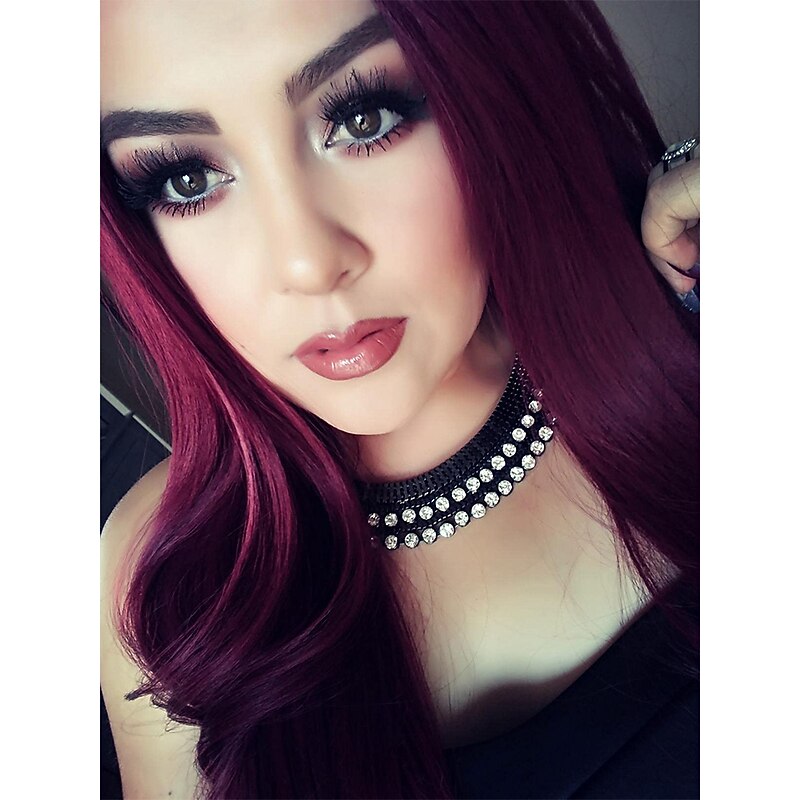 Mersi Wine Red Sally Wigs for Women Sally Wig Nightmare Before Christmas Costume 26'' Long Straight Synthetic Hair Wig for Carnival with Wig Cap S034WR2