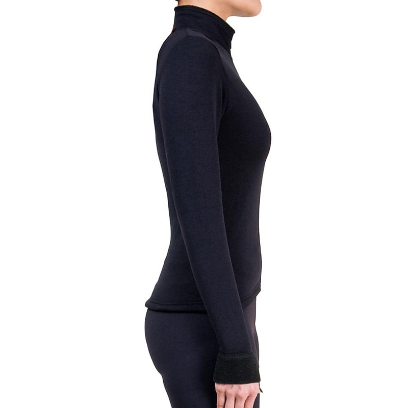 Figure Skating Fleece Jacket Women's Girls' Ice Skating Jacket Top Black Thumbhole Stretchy Training Competition Skating Wear Thermal Warm Long Sleeve Ice Skating Figure Skating3