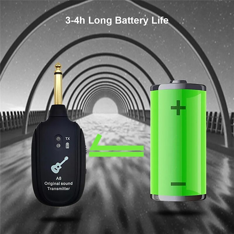 A8 UHF Wireless System Guitar Pickup Audio Transmitter Receiver for Electric Guitar Bass Violin Parts4