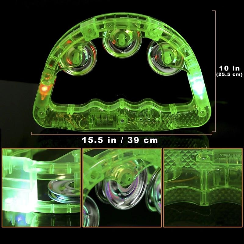 Light Up Tambourine Set, Carnival Flashing Handheld Percussion Instrument for Concerts, Parties, Weddings & Birthday Favors3