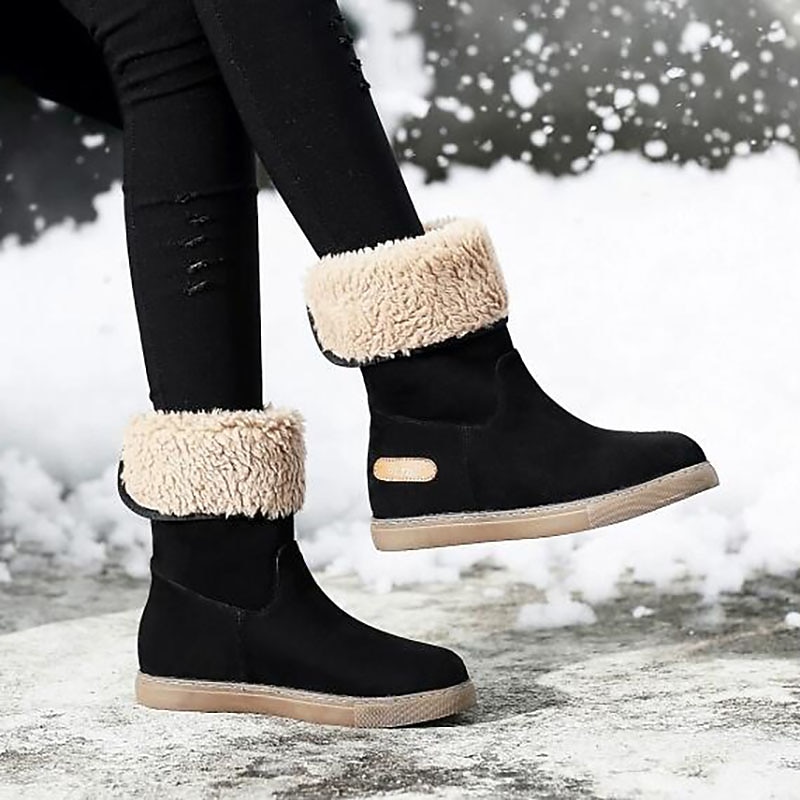 Women's Black Faux Fur Lined Ankle Boots, 2 - Way Cuff Winter Snow Boots with Non - Slip Sole, Cozy & Versatile for Fall/Winter3