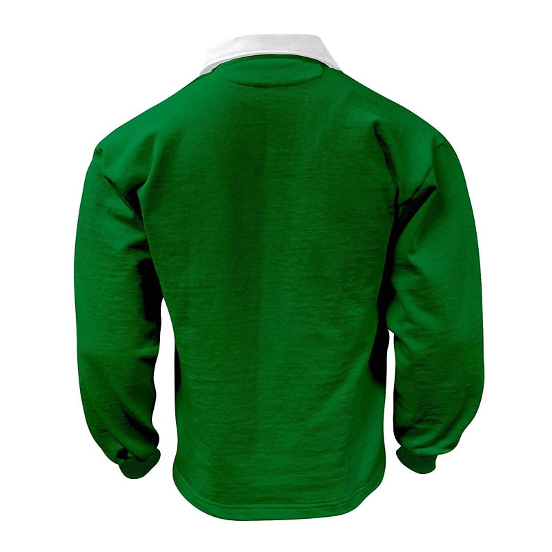 Men's Letter Rugby Polo Long Sleeve Polo Shirts Turndown Casual Outdoor Casual Daily Streetwear 3D Print Fall & Winter Black Wine Dark Navy2