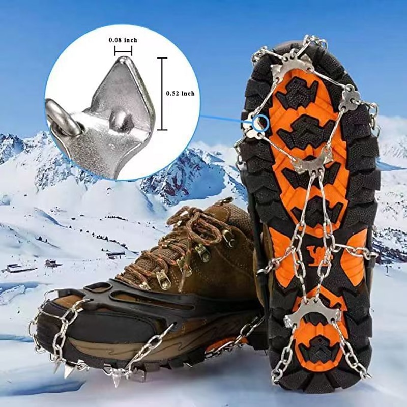 Crampons Ice Cleats For Boots Shoes, Anti Slip Stainless Steel Spikes For Outdoor Hiking Fishing Walking Climbing Mountaineering2