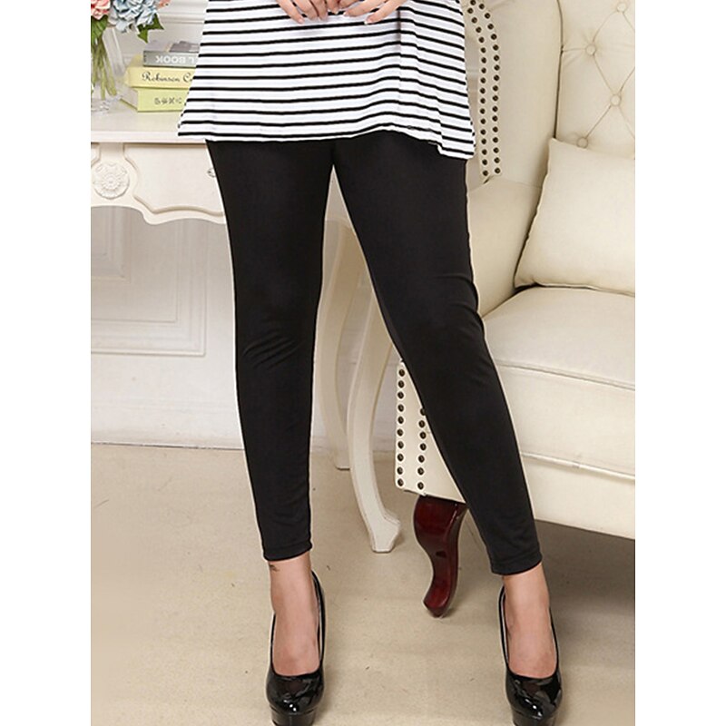 Women's Plus Size Leggings Cozy Leggings Fashion Streetwear Stylish Full Length High Waist Solid Color High Cut Comfort Breathability Soft Micro-elastic Vacation Street Daily Black Fall Winter3