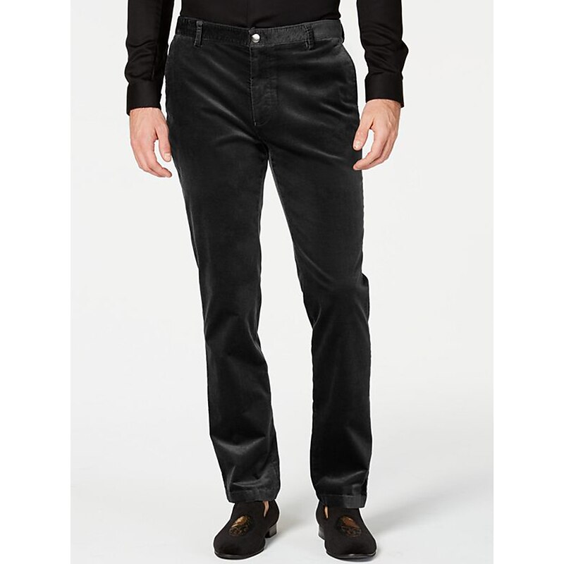 Men's Dress Pants Trousers Suit Pants Velvet Pants Pocket Plain Comfort Breathable Outdoor Daily Going out Fashion Casual Black2