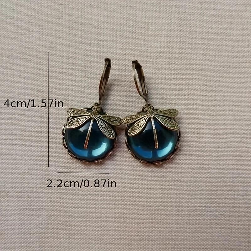 1 Pair Vintage Dragonfly Green Crystal Dangle Earrings, Boho Earrings, Jewelry Packs, Mother's Day Gifts, Birthday Gifts, Holiday Gifts, Woman Girl Gifts, Party Favors3