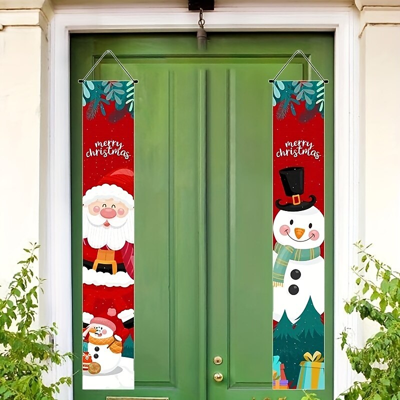 1set Banners Garland Decor Outdoor Party Supplies Outdoor Flag Xmas Decorations Merry Christmas Banner Christmas Bunting Porch Sign Decorative Couplet Christmas Couplet Cloth3