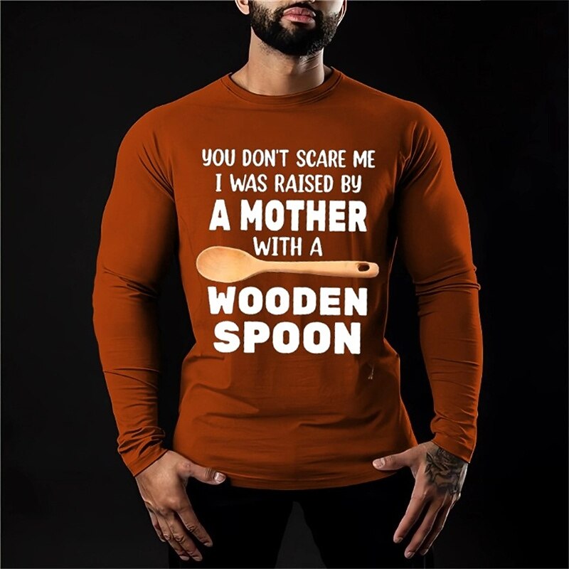 Men's Letter T Shirt 100% Cotton Long Sleeve Graphic Shirt Heather Gray Red Green Comfortable Tee Sports Outdoor Holiday Fashion Designer Clothing4