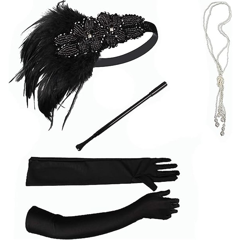 1920s Gatsby Accessories Set for Women Black 20s Accessories Set Gatsby Accessories Sets For Woman3