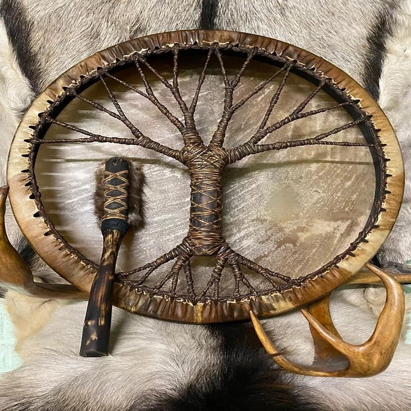 Shaman Drum Tree of Life Siberian Shaman Drum Decorative Music Lover Frame Drum Craft