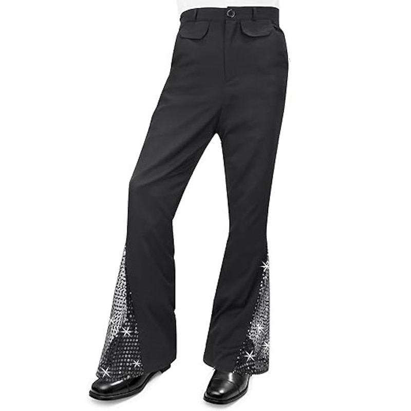 Retro Vintage Hippie 1970s Trousers Bell Bottom Pants Flared Trousers Hippie Sequins Fancy Dress Men's Halloween Carnival Masquerade Party / Evening Pride Parade Pride Month Adults Pants All Seasons