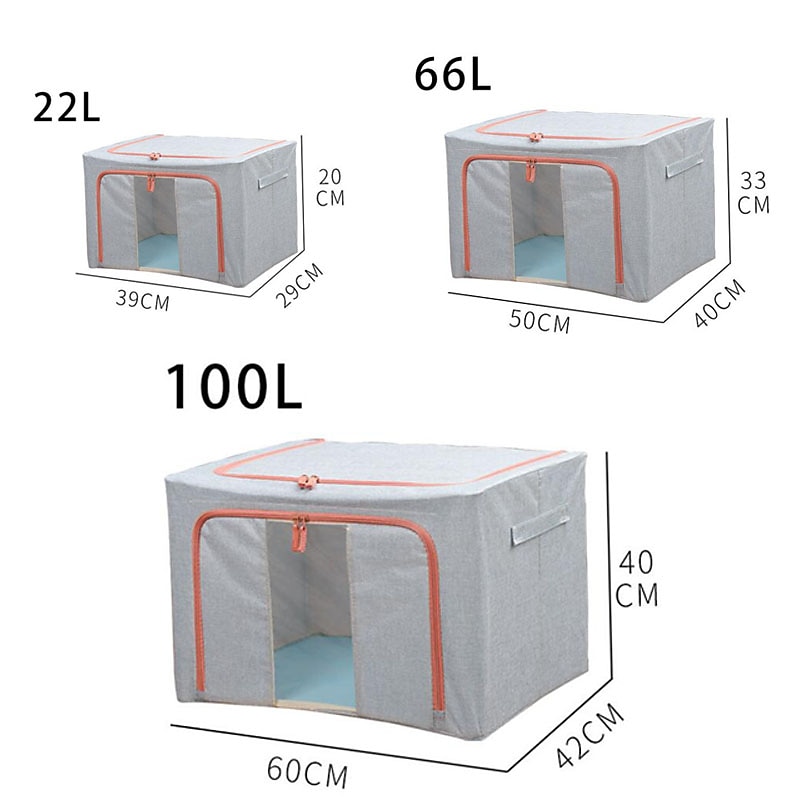 Large Window Quilt Storage Box, Clothes Storage Box, Cotton Linen Finishing Box, Folding Steel Frame Storage Box, Thickened Closet Storage Box2