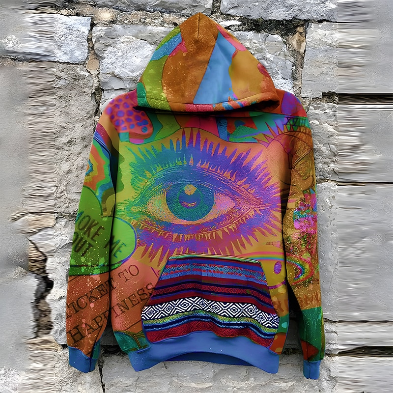 Men's Tribal Graphic Prints Hoodie Hoodies Sweatshirt Streetwear Designer Long Sleeve Hooded Daily Sports Brown Rainbow Print Spring &  Fall Designer