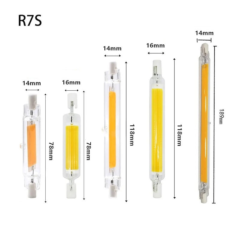High Power COB R7S LED Glass Tube 78mm 118mm 189mm COB Lights Bulb AC110V 220V Home Replace Halogen Lamp2