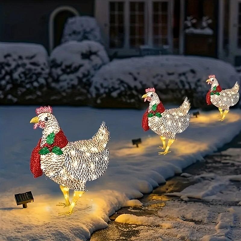 Christmas Shining Chicken Garden Garden Decoration Party Card Insertion Scarf Chicken Christmas Scarf Chicken2