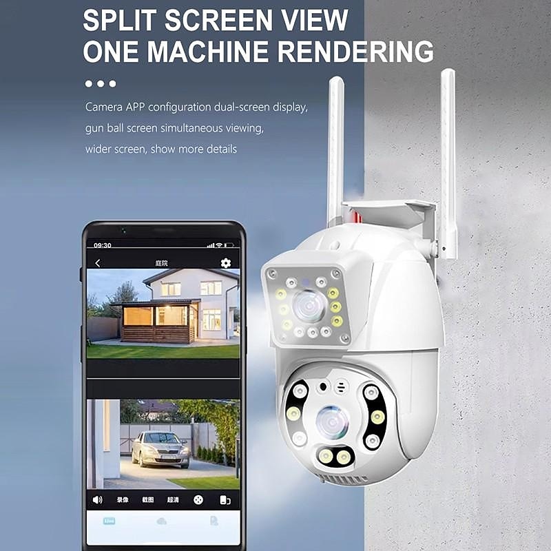 1080P Dual Lens Outdoor Security Camera CCTV Surveillance Camera PTZ Camera 2.4GHz Wireless WiFi Camera Motion Detection Night Vision Auto Tracking Camera IP66 Waterproof3