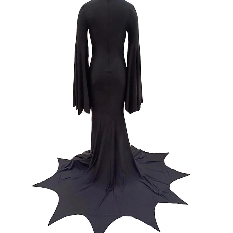 Set with Goth Mermaid Dress Black Long Wig 2* Wig Caps Addams family Witch Morticia Addams Black Long Dress Adults' Women's Punk & Gothic Party Evening Carnival Easy Halloween Costumes4