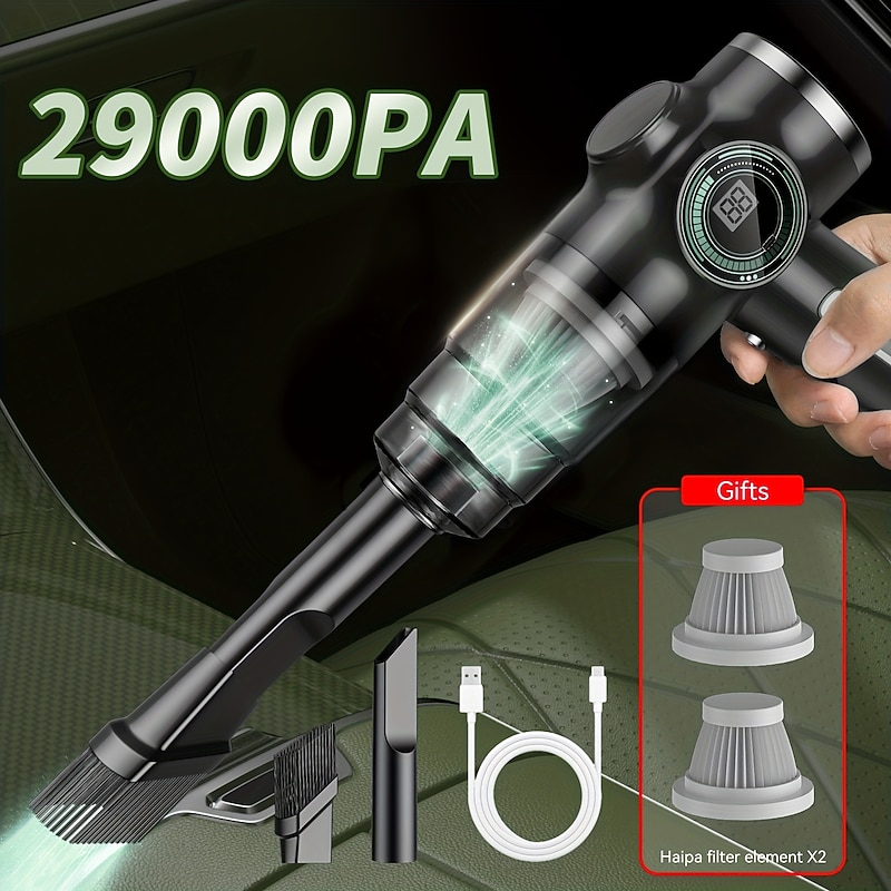Mini 29000Pa 120W Portable Cordless Car Mounted Vacuum Cleaner LED Power Display USB Rechargeable Powerful Suction For Car & Home Cleaning2