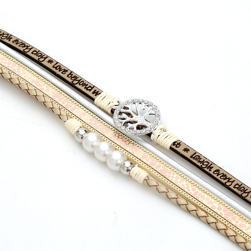 Women's Loom Bracelet Layered Tree of Life Weave Punk Fashion Personalized Elegant Holiday Leather Bracelet Jewelry Brown For Gift Holiday Date Festival3