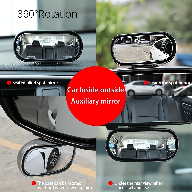On HD Glass Car Rearview Mirror Auxiliary Adjustable Rotation Parking Aid Mirror Car Blind Spot Mirror 360-degree Wide Angle2