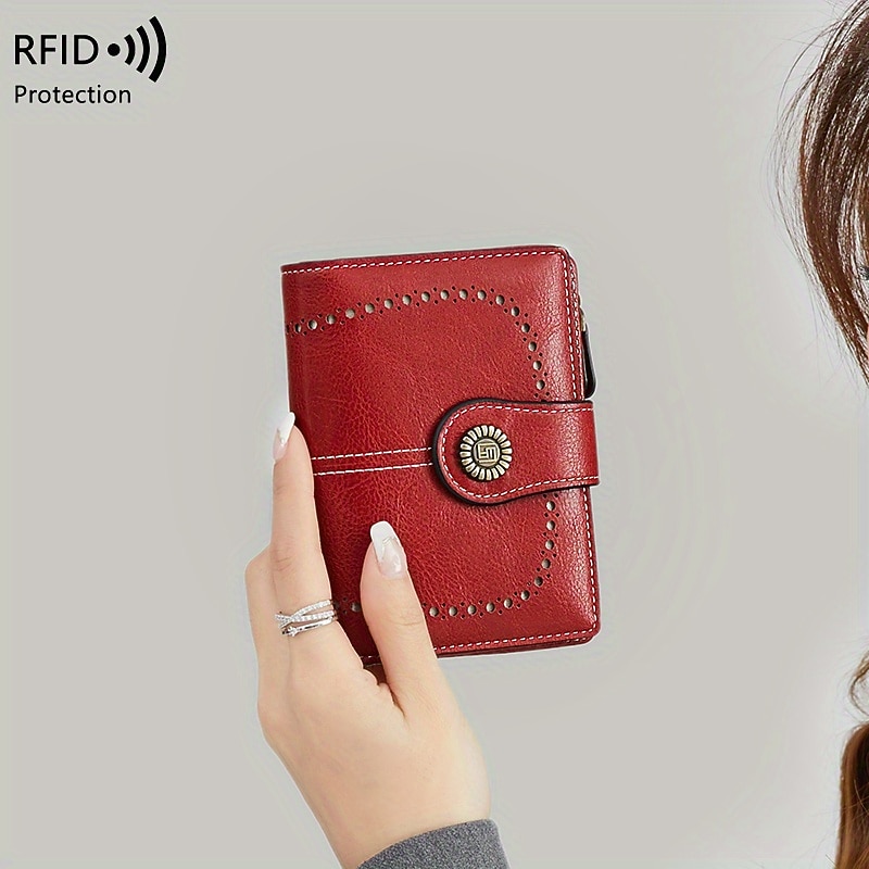 Women's RFID Blocking Faux Leather Wallet – Large Capacity Vintage Bifold Clutch Purse with Zipper Coin Pocket for Everyday & Travel Use3