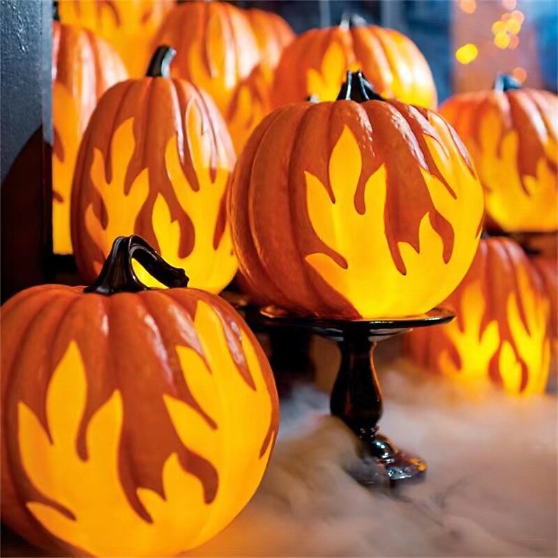 Halloween Pumpkin Lantern Jack-O-Lantern Battery Operated Lighted Flame Pumpkin Party Favor Outdoor Garden Decoration3