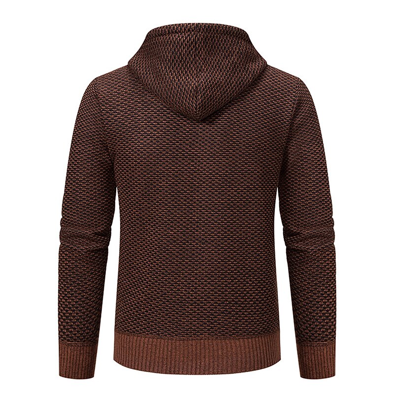Men's Cardigan Sweater Zip Sweater Fall Sweater Ribbed Knit Regular Pocket Knitted Plain Hooded Warm Ups Modern Contemporary Daily Wear Going out Clothing Apparel Winter Wine Red Blue S M L3