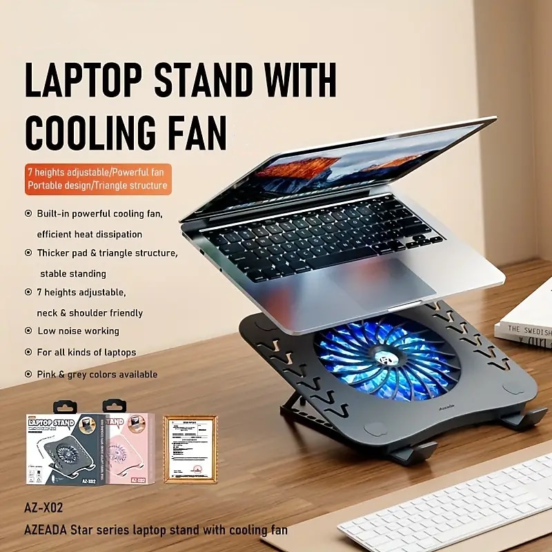 Laptop Stand With Cooling Fan Foldable Laptop Radiator And Holder Cooling Pad Bracket With Silent Fan For Macbook Tablet Notebook Stand Table For Laptop Accessories