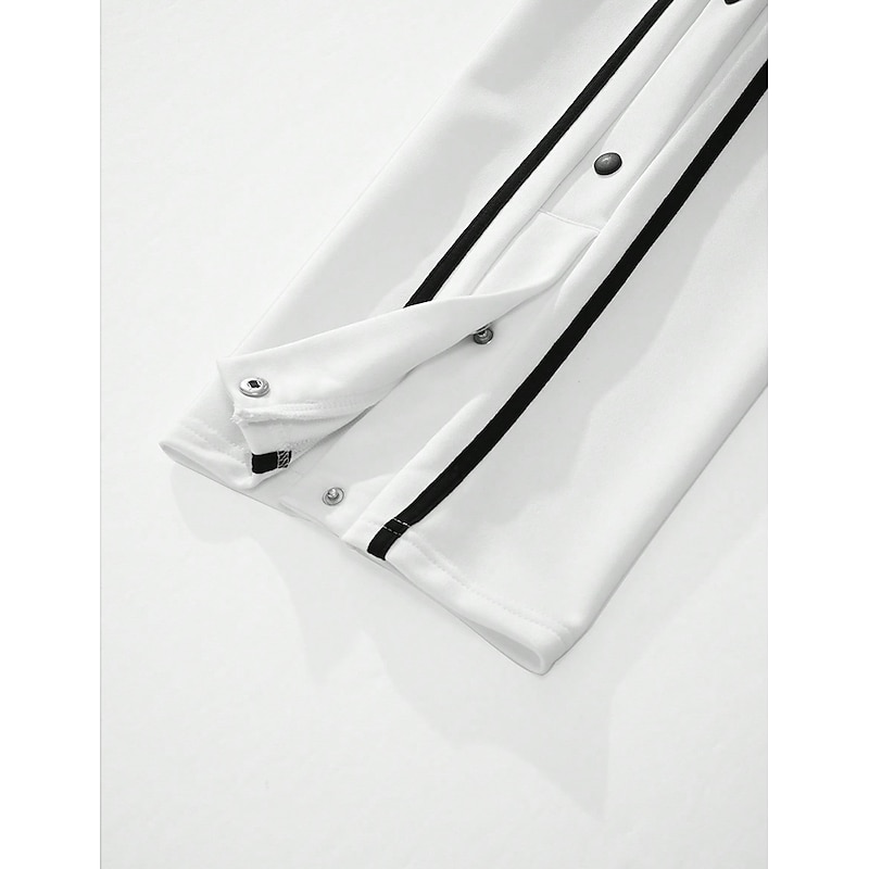 Men's Sweatpants Trousers Straight Leg Sweatpants Open Bottom Sweatpants Drawstring Elastic Waist Side Button Plain Comfort Soft Outdoor Daily Going out Fashion Casual Black White4