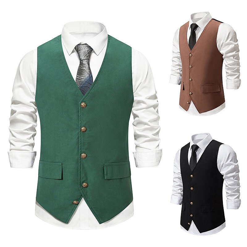 Vintage 1920s Vest Waistcoat The Great Gatsby Gentleman Groomsmen Slim Fit Fancy Dress Men's Masquerade Wedding Wedding Guest Party / Evening Adults' Vest3