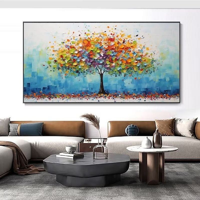 Handmade Oil Painting Canvas Wall Art Decoration Modern Living Room Sofa Background Wall Money Tree for Home Decor Rolled Frameless Unstretched Painting2