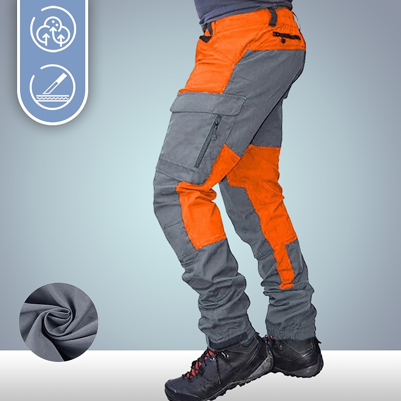 Men's Cargo Pants Work Pants Track Pants Streetwear Color Block Spring Outdoor Ripstop Multi Pockets Sweat wicking Comfortable Bottoms 6 Pockets Zipper Pocket Black Dark Navy Cotton Work Fishing