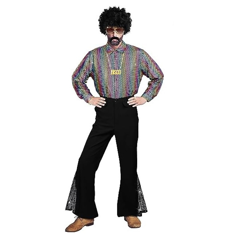 Retro Vintage Hippie 1970s Trousers Bell Bottom Pants Flared Trousers Hippie Sequins Fancy Dress Men's Halloween Carnival Masquerade Party / Evening Pride Parade Pride Month Adults Pants All Seasons3