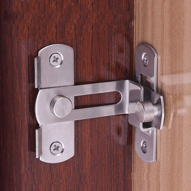 Flip Door Sliding Latch 90 Degree Stainless Steel Latch Safety Door Lock Right Angle Curved Door Buckle2