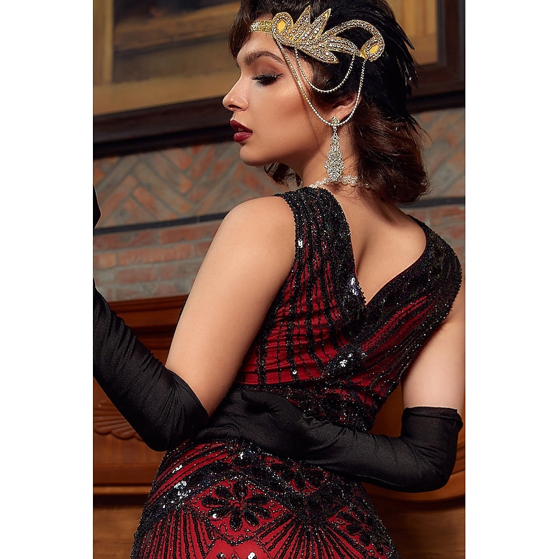 Retro Vintage Roaring 20s 1920s Flapper Dress Dress Christmas Party Dress The Great Gatsby Wedding Guest Sequins Fancy Dress Women's Halloween Carnival Masquerade Carnival Wedding Wedding Guest3