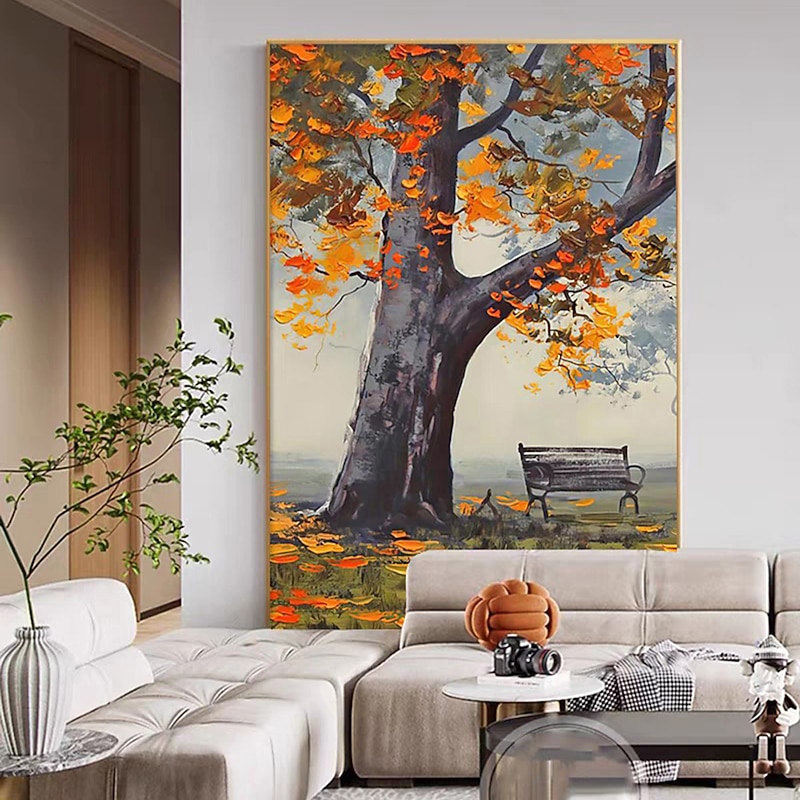 Mintura Handmade Trees Landscape Oil Paintings On Canvas Wall Art Decoration Modern Abstract Picture For Home Decor Rolled Frameless Unstretched Painting 9