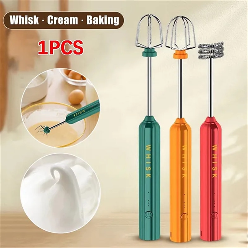 USB Rechargeable Electric Stirrer Milk Coffee Frother Foamer Handheld Egg Beater Kitchen Tool