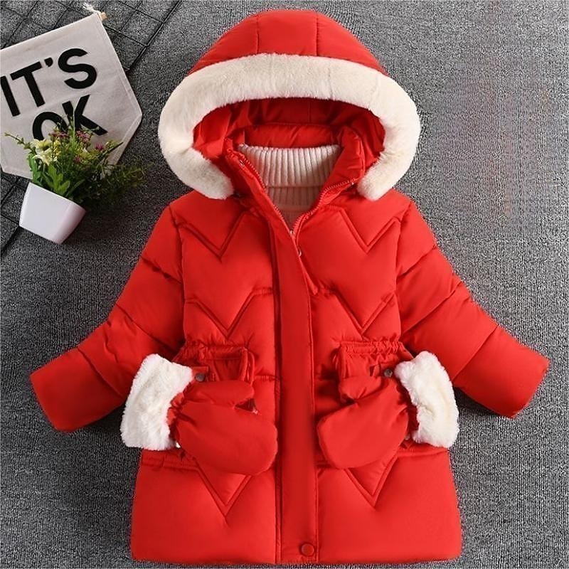 Kids Girls' Down Coat Solid Color Active School Coat Outerwear 2-8 Years Winter Black Pink Wine2