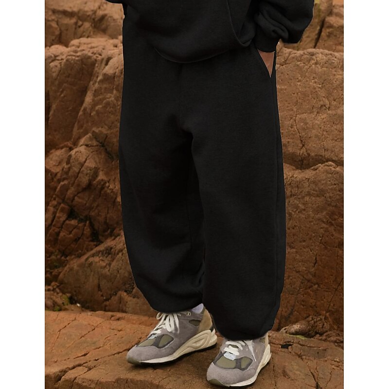 Men's Fleece Pants Sweatpants Joggers Trousers Pocket Plain Comfort Breathable Outdoor Daily Going out Fashion Casual Black Grey3