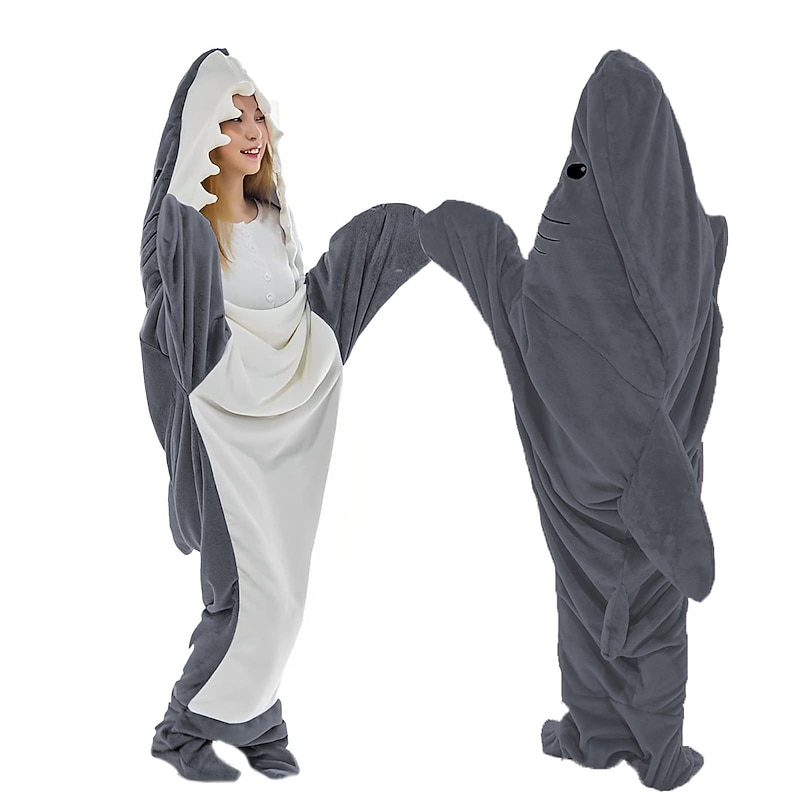 Shark Blanket Kigurumi Pajamas Sofa Blanket for Adults' Unisex Cute Christmas Halloween Carnival Easy Halloween Costumes2