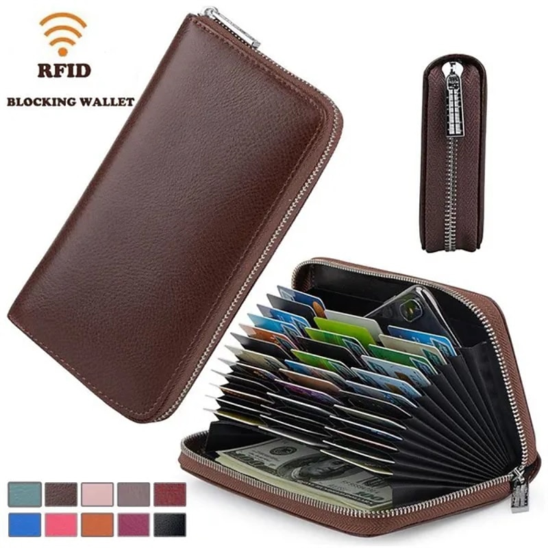 Men Women Credit Card HolderRFID Blocking Wallet 36 Card Slots Zipper Purse Long Clutch large Capacity Purse Wallet Phone Bag