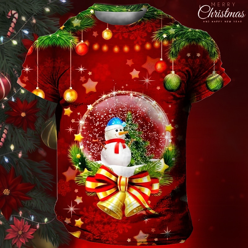 Christmas Men's Santa Claus 3D T-shirts Graphic Santa Claus Daily Designer Retro Vintage 3D Print Tee Sports Outdoor Holiday Going out Light Blue Black / White Black Short Sleeve Crew Neck Spring3