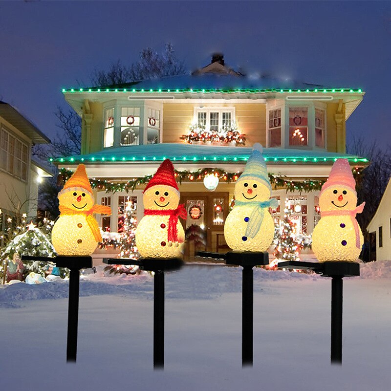 Snowman Solar Lamps Luminous Toys Christmas Ornament LED Lights For Home Party Garden Outdoor Decoration Kid Festival Gifts
