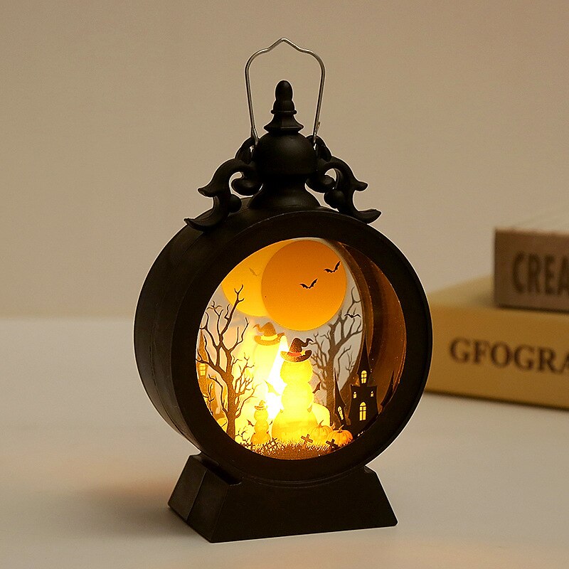 Halloween Lantern Indoor Outdoor LED Lantern Vintage Glass Hanging Lanterns for Home Garden Halloween Decorations3