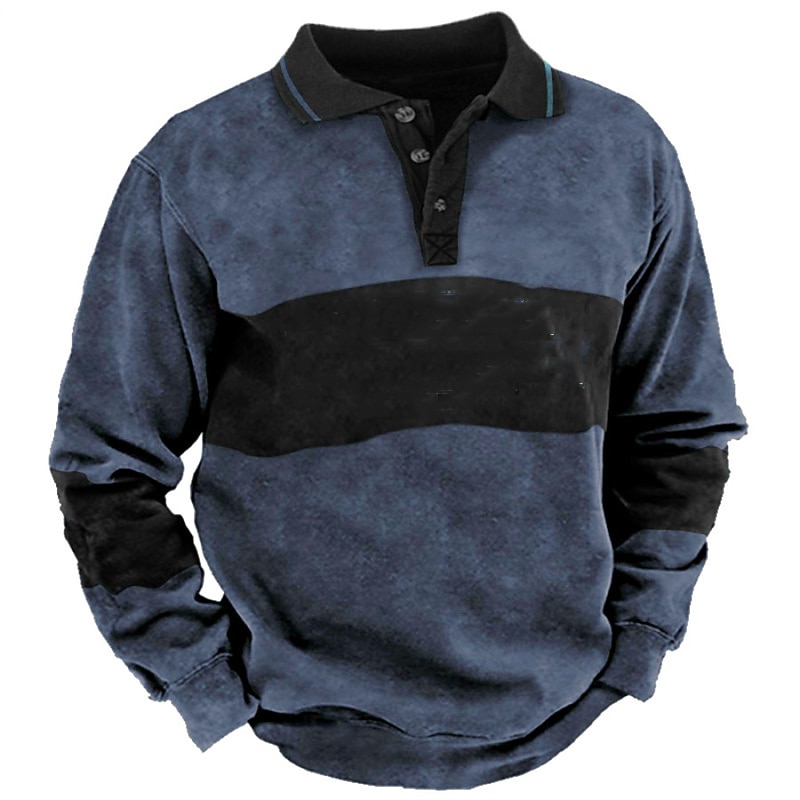 Men's Sweatshirt Tactical Navy Blue Brown Green Gray Polo Collar Color Block Sports & Outdoor Daily Holiday Polyester Streetwear Basic Casual Spring &  Fall Clothing Apparel Hoodies Sweatshirts  Long2